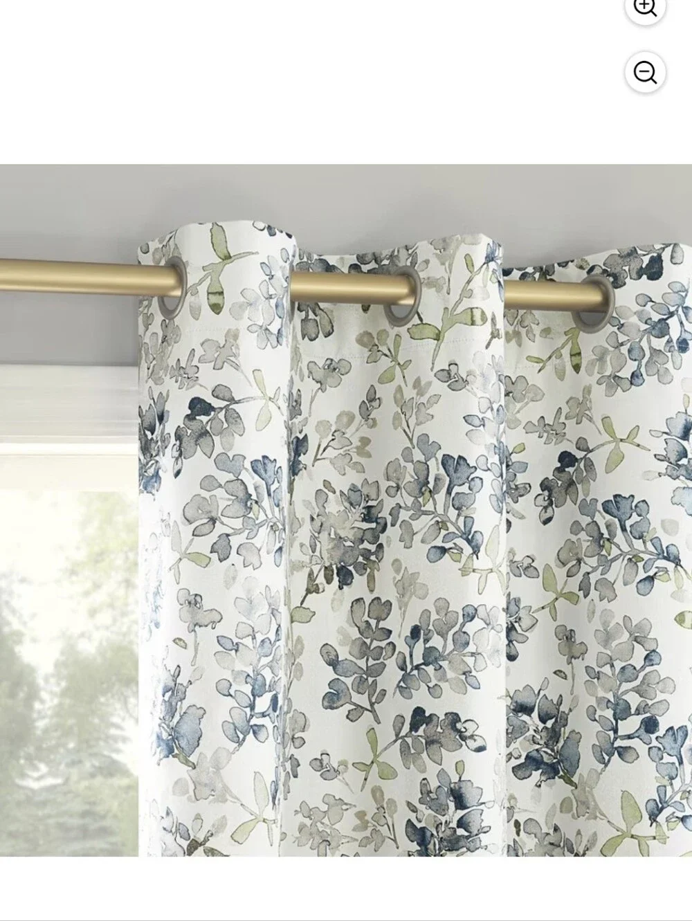 Sun Zero Room Darkening Grommet Curtains 2 Panels Gray Blue Floral